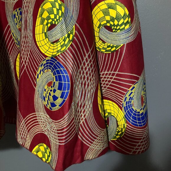 Women Size L Graphic Print Skirt Red Yellow Blue A Line Volume - Picture 3 of 8